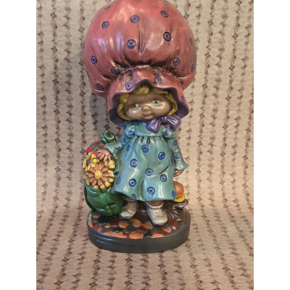 Vintage 1973 Ceramic Holly Hobbie Girl Figurine Hand Painted Signed Jill 73 10in